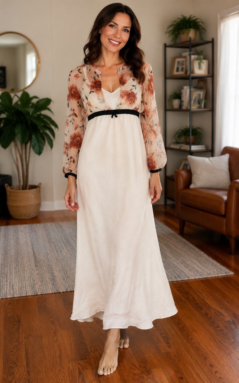 Peruvian Connection Italy Linen Maxi Slip Dress Silk Floral Jacket Set Size 8